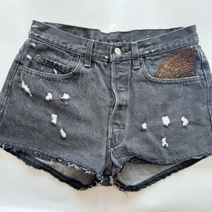 Levi’s 501 Cut Off Denim Furst Of A Kind Gray Button Fly Size 31 X 34 High Rise